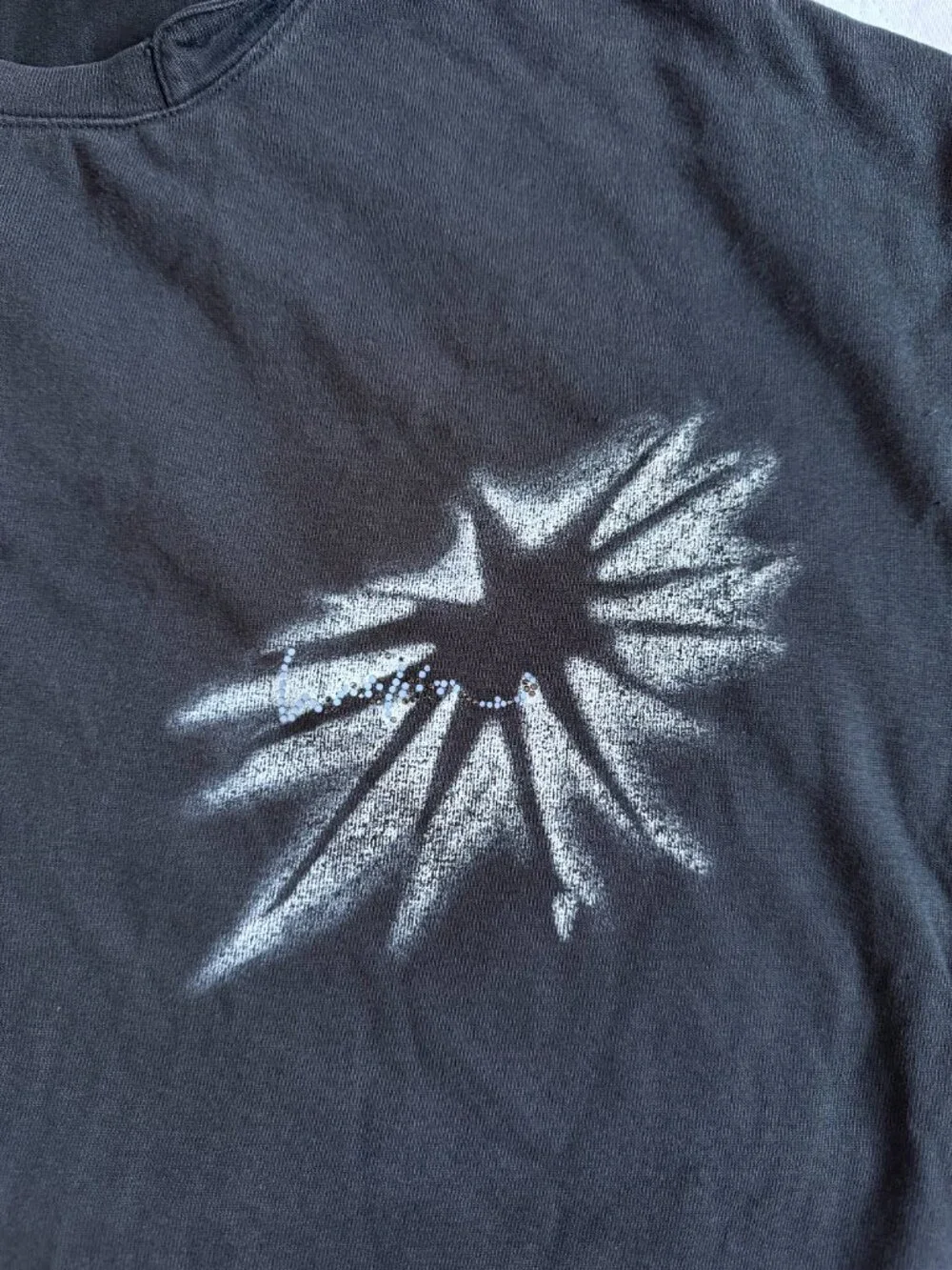 WE11DONE Black Star Rhinestone Graphic Oversized T-Shirt